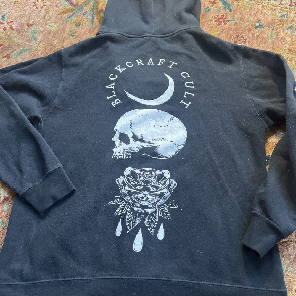BlackCraft Cult Hoodie Black Skull Rose Moon Goth Occult Full Zip Darkwear PunkM